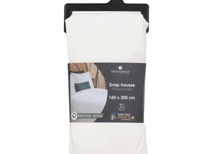 Sábana bajera "Landiha" percal blanco 160x200cm - 194358Z