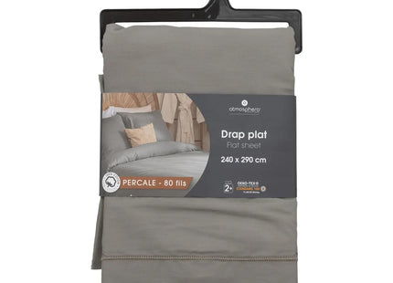 Sábana encimera "Landiha" percal gris 240x290cm - 194361B
