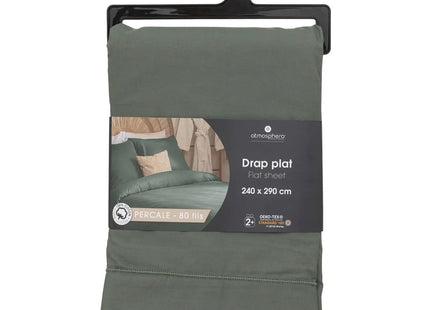 Sábana encimera "Landiha" percal verde 240x290cm - 194361K