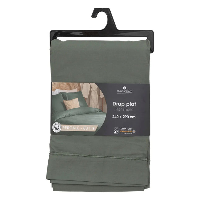 Sábana encimera "Landiha" percal verde 240x290cm - 194361K