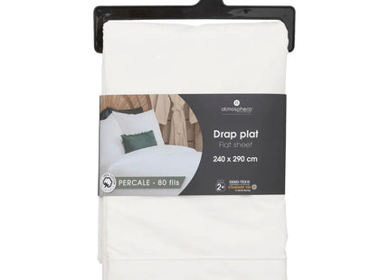 Sábana encimera "Landiha" percal blanco 240x290cm - 194361Z