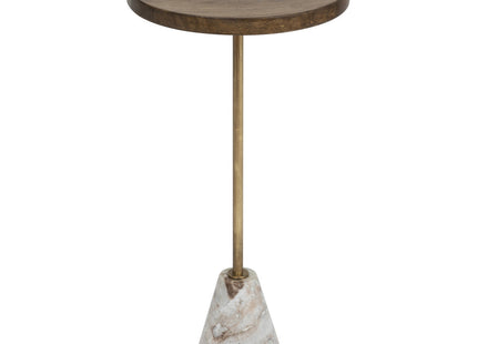 Mesa auxiliar "Neith" de madera de mango y mármol beige - 194640