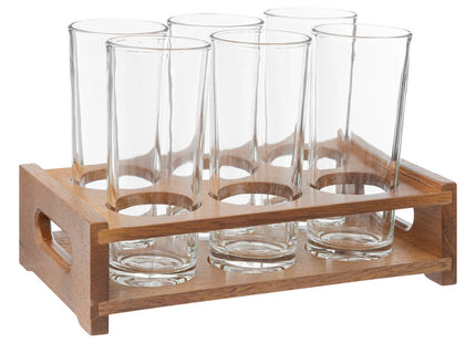 Juego de 6 copas "Victor" 30cl en bandeja de madera - 194807