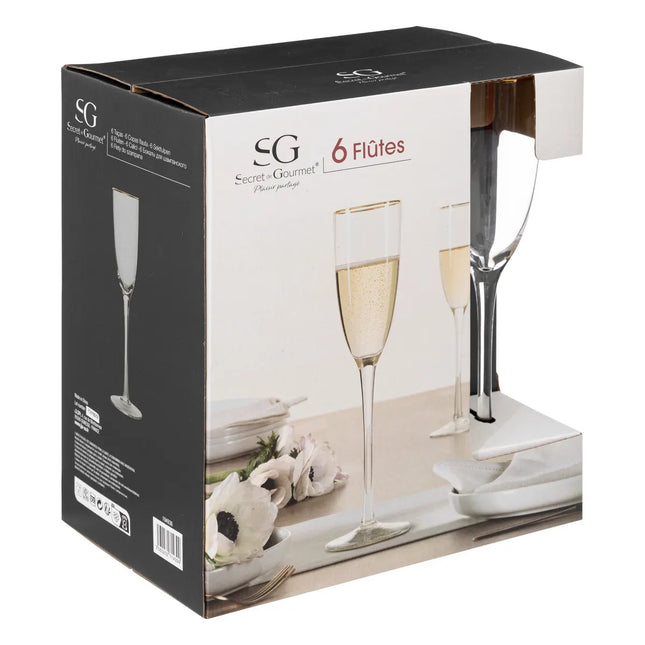 Set de 6 copas flautas champagne "Ava" 25cl - 194936
