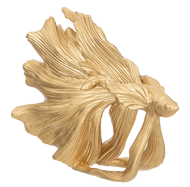 Pez decorativo "Jiling" de resina dorado A12cm - 195056
