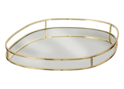 Bandeja de metal chapadas en dorado 30 cm - 195112