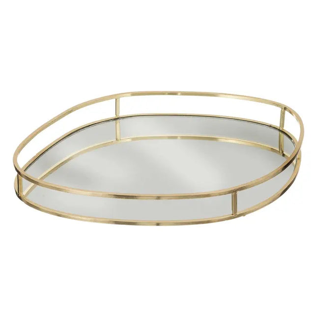 Bandeja de metal chapadas en dorado 30 cm - 195112
