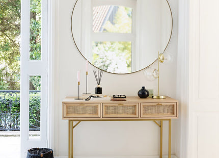 Espejo "Alice" de madera y metal negro D110cm - 195233A