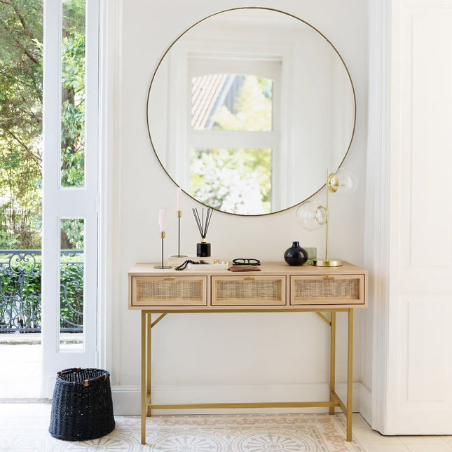 Espejo "Alice" de madera y metal negro D110cm - 195233A