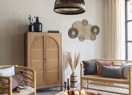 Lámpara suspendida en caña beige y negra D44cm - 195335