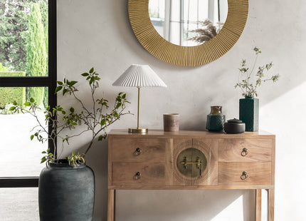 Velador "Jiling" de metal dorado y pantalla blanca A47cm - 195300