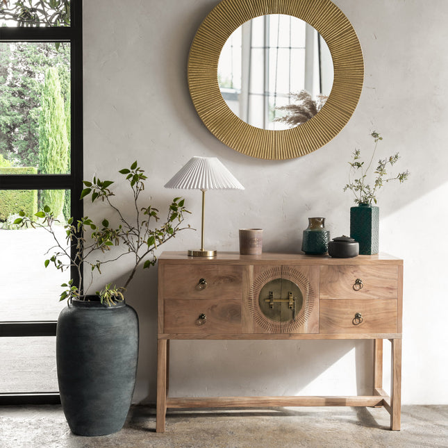 Velador "Jiling" de metal dorado y pantalla blanca A47cm - 195300