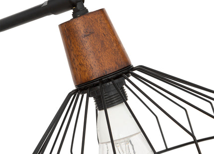 Velador “Cafe” de pino y metal negro A47cm - 195306