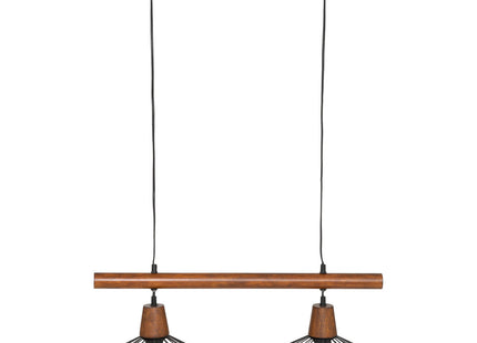 2 lámparas colgantes “Cafe” D28cm de pino y metal negro - 195308