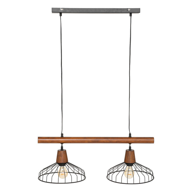 2 lámparas colgantes “Cafe” D28cm de pino y metal negro - 195308