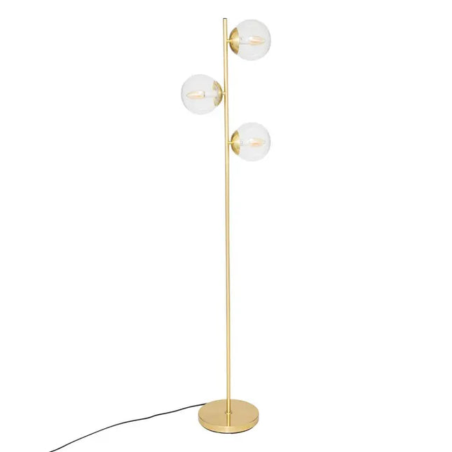 Velador de pie recta de metal, 162 cm de alto, color dorado  - 195323