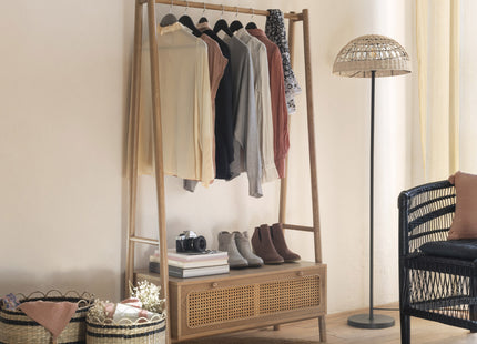 Velador de pie "Rory" de metal y ratán A150cm - 195330