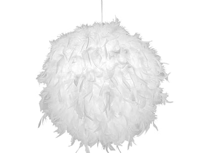 Lámpara suspendida de papel y plumas blanco D35cm - 195830