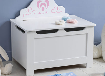 Baúl de almacenamiento de "Corona" de madera blanca - 195831