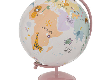 Globo terráqueo con base de metal rosa D20cm - 195839A