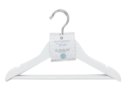 Juego de 4 perchas infantiles de madera L32cm blanco - 195840A