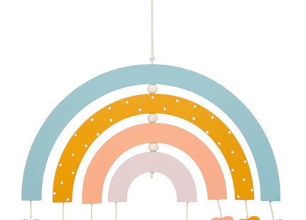 Decoración de pared "Arcoíris" en madera y algodón 30x20cm - 195926