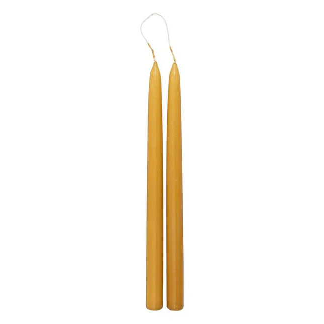 Juego de 2 velas de algodón "Hugo", 30 cm de alto, color amarillo mostaza - 196006B