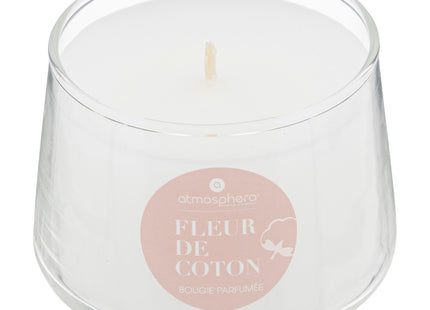 Vela perfumada "Izor" en pote de cristal 110gr aroma flor de algodón color marfil - 196028B