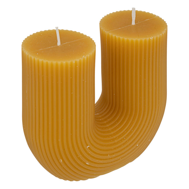 Vela en forma de U "Demi" A12cm color amarillo ocre - 196048B