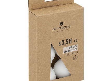 Juego de 6 velas flotantes "Many" blancos D4,5cm - 196079