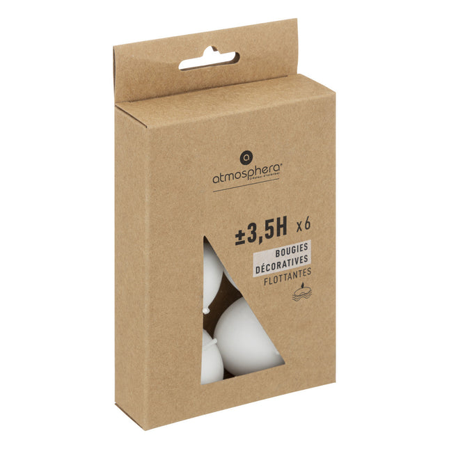 Juego de 6 velas flotantes "Many" blancos D4,5cm - 196079