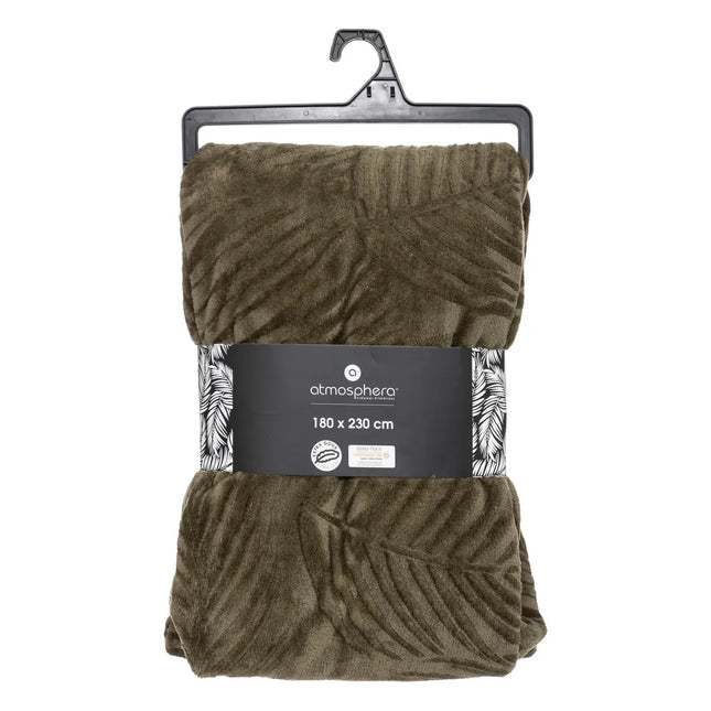 Frazada de franela “Zoa” 230x180cm verde caqui - 196216F