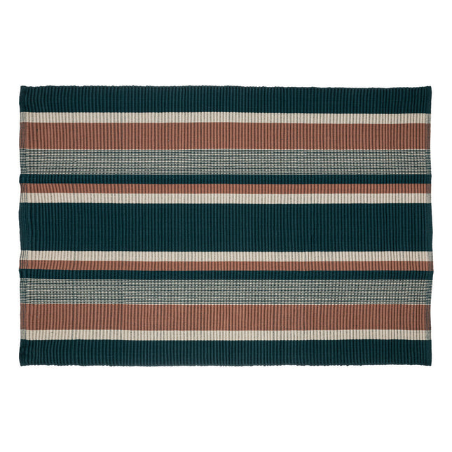 Alfombra decorativa de algodón azul pato y canela 120x170cm - 196266