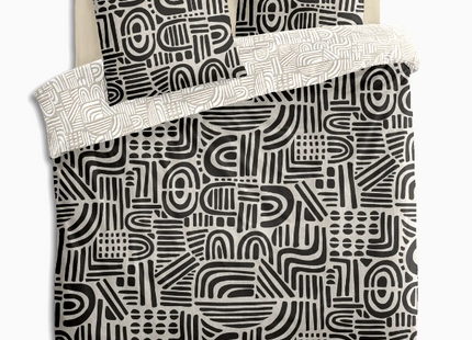 Juego de cama "Tipu" algodón blanco y negro 240x220cm - 196283