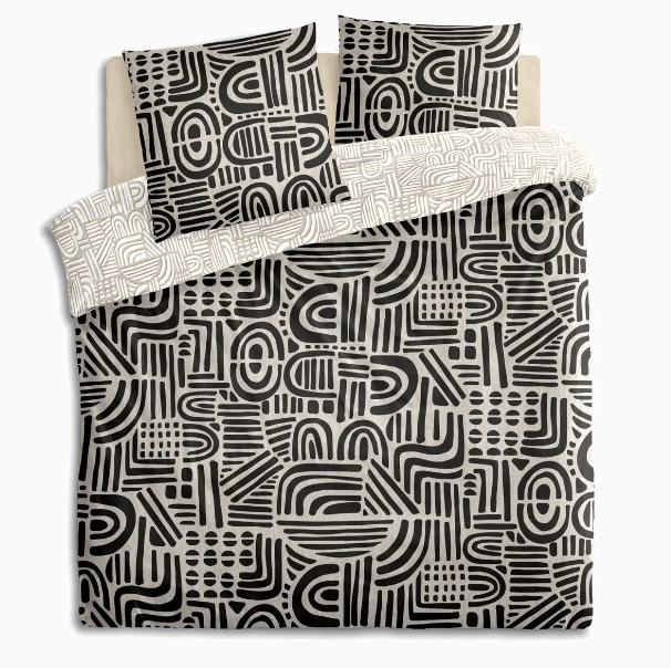 Juego de cama "Tipu" algodón blanco y negro 240x220cm - 196283