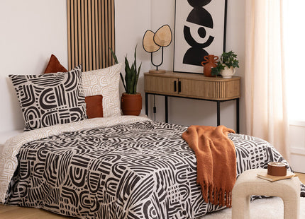 Juego de cama "Tipu" algodón blanco y negro 240x220cm - 196283