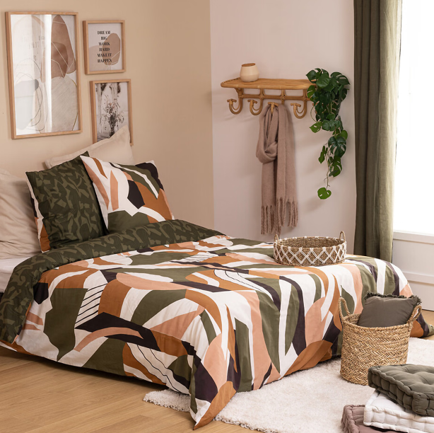 Juego de cama "Arik" algodón verde caqui 260x240cm - 196288