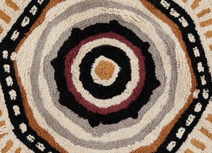 Alfombra redonda de algodón capitoné con estampado "Tribal" D120cm - 196294
