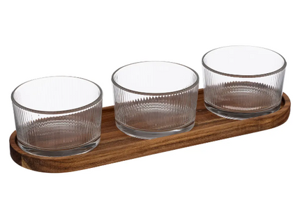 Set de aperitivo "Le Café" de 4 piezas en cristal y madera - 196306