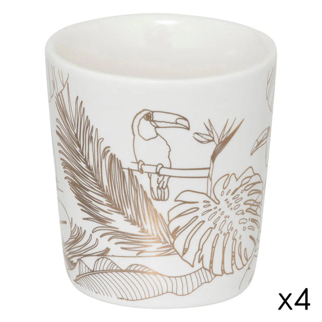 4 tazas de porcelana "Tucán" 100ml -  196362