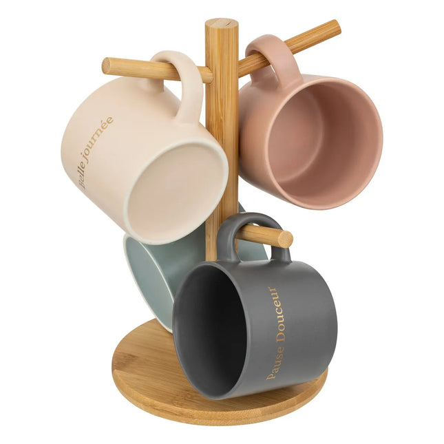 Rack de 4 tazas de porcelana "Belle Journée" 200ml - 196462