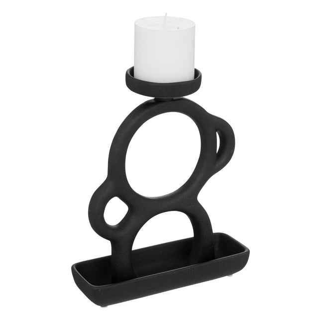 Portavelas "Olme" de cerámica negra A25cm - 196680