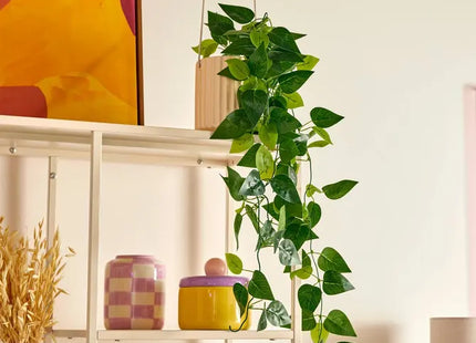 Planta colgante artificial, "Pool" maceta de cerámica beige  - 196705A