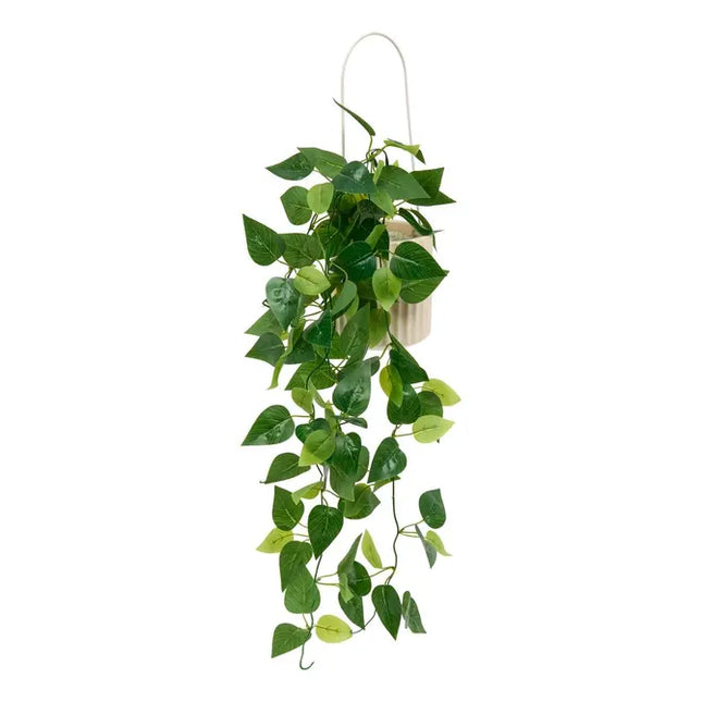 Planta colgante artificial, "Pool" maceta de cerámica beige  - 196705A