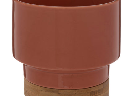 Jarrón de cerámica y bambú A15cm ámbar - 196719B