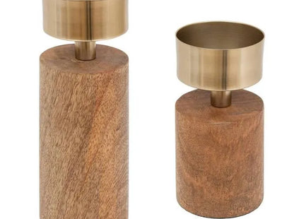 Juego de 2 candelabros A22cm marrón - 196728