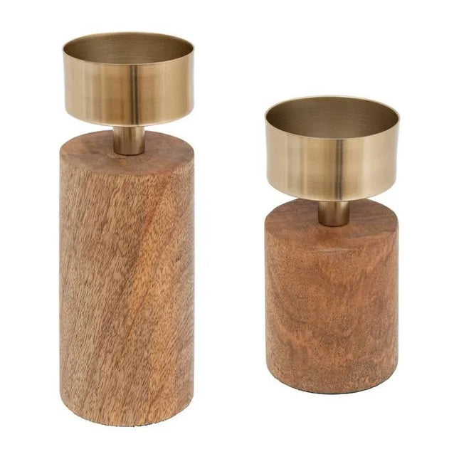 Juego de 2 candelabros A22cm marrón - 196728