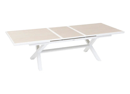 Mesa de jardín extensible "AXIOME" efecto madera Lino y Blanco 10 plazas - 196846
