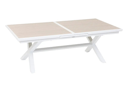 Mesa de jardín extensible "AXIOME" efecto madera Lino y Blanco 10 plazas - 196846