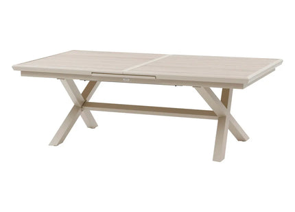 Mesa de jardín extensible "AXIOME" efecto madera de lino y arcilla + 10 sillas - 196846A